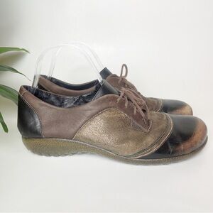 Naot Israel Harore Bronze Metallic Leather Lace Up Oxfords Womens EU 41 US 10